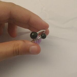 Elegant Black Sterling Size 9 Adjustable Ring